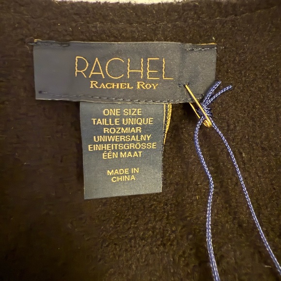 RACHEL Rachel Roy Charcoal Leopard Print Cape - Picture 2 of 6